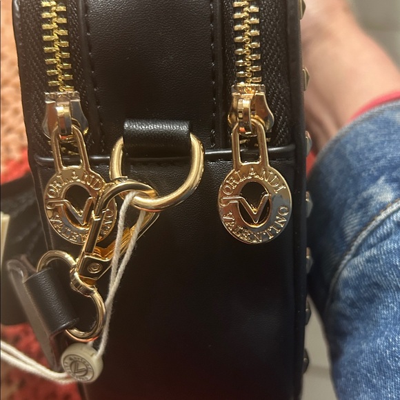 Black Studded Valentino Orlandi Crossbody Bag with guitar strap - Picture 5 of 6